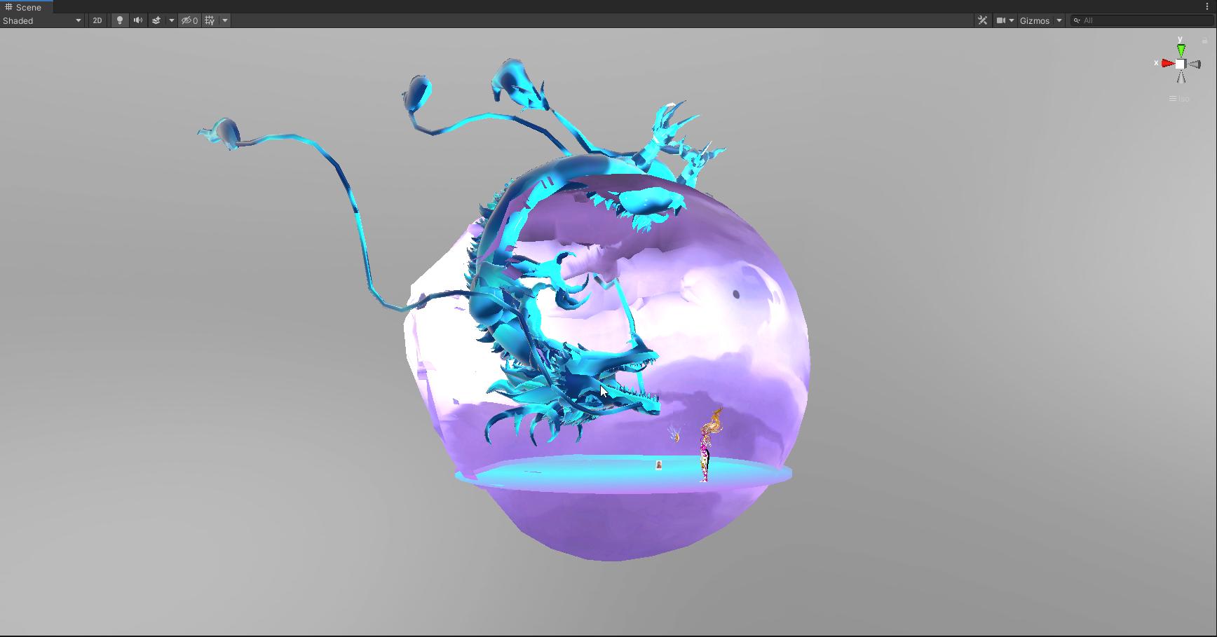 dragonkissed008 A screenshot of 3D dragon around a purple sphere
