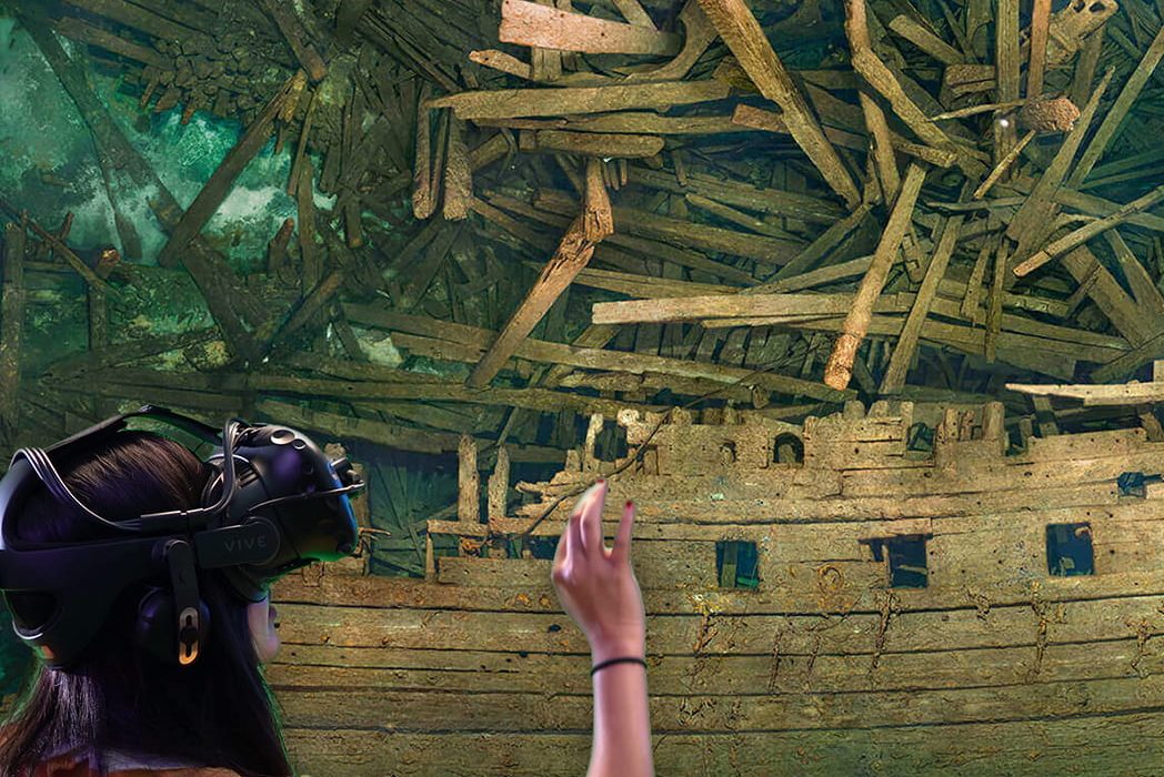 3D teaser Warship Mars showing Binh Minh Herbst wearing a VR headset in the bottom left corner